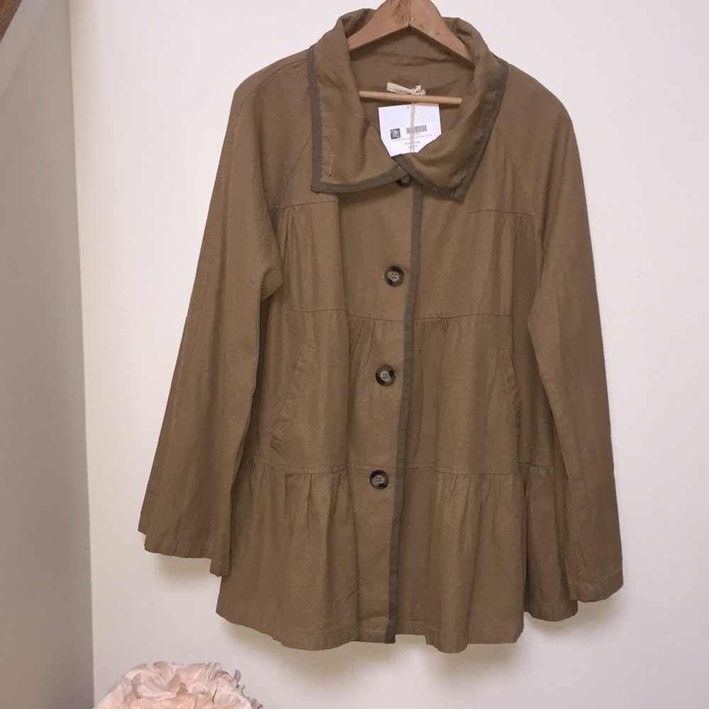 Mystree Carmel Tiered Button Down Jacket